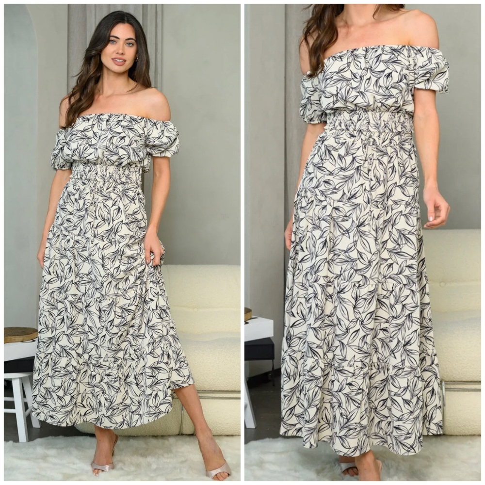 HYFVE Boho Chic Vintage Ivory Floral 2-Piece Maxi Skirt Set - Picture 2 of 6